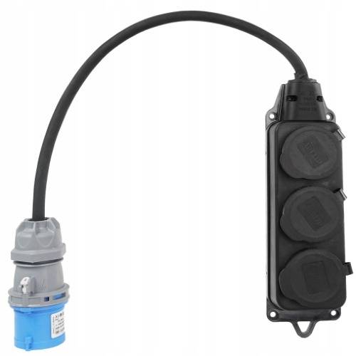 Adapter siłowy – redukcja z wtyku 16A 3P na trzy gniazda 230V 16A